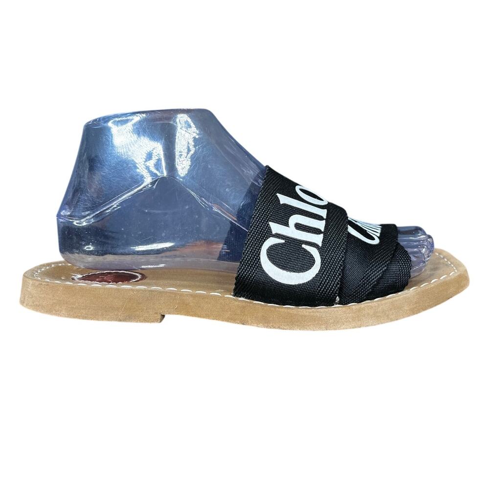 Chloe Women’s Woody Black Flat Slip On Slide Size 38 US 7.5